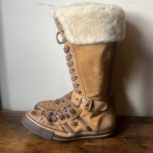 NWOT Converse Leather/ Fur High RARE Boots
